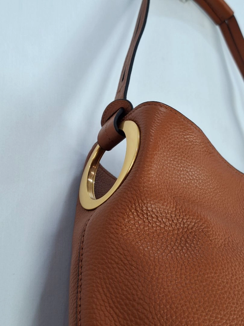 Oroton Brown Pebble Leather Small Hobo Bag