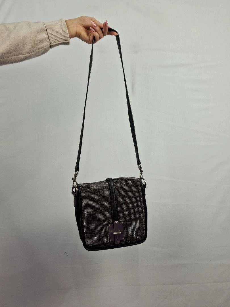 Oroton Vintage Silver Studs Shoulder Bag