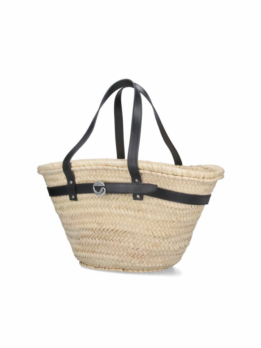 Palm" Medium Tote Bag  Beige