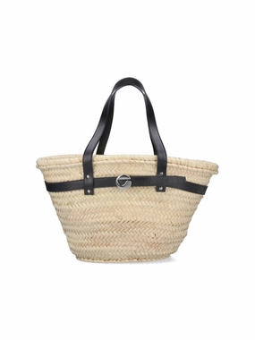 Palm" Medium Tote Bag  Beige