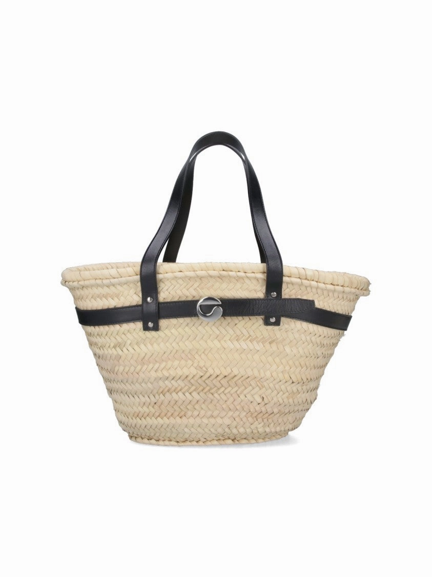 Palm" Medium Tote Bag  Beige