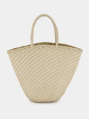 Pearl Myra Woven Leather Basket Bag