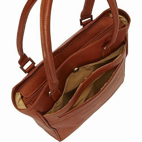 Piel Leather Vertical Laptop Tote