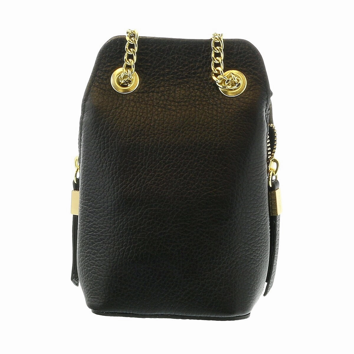 Pierre Cardin Black Leather Curved Structured Chain Crossbody Bag for womens
