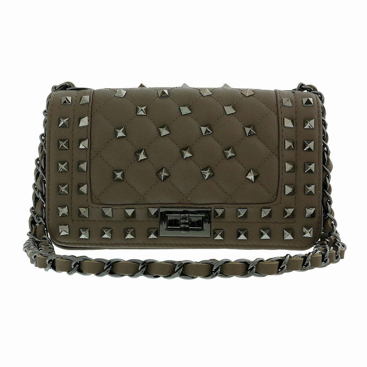 Pierre Cardin Bone Leather Quilted Riveted Shoulder Bag for womens