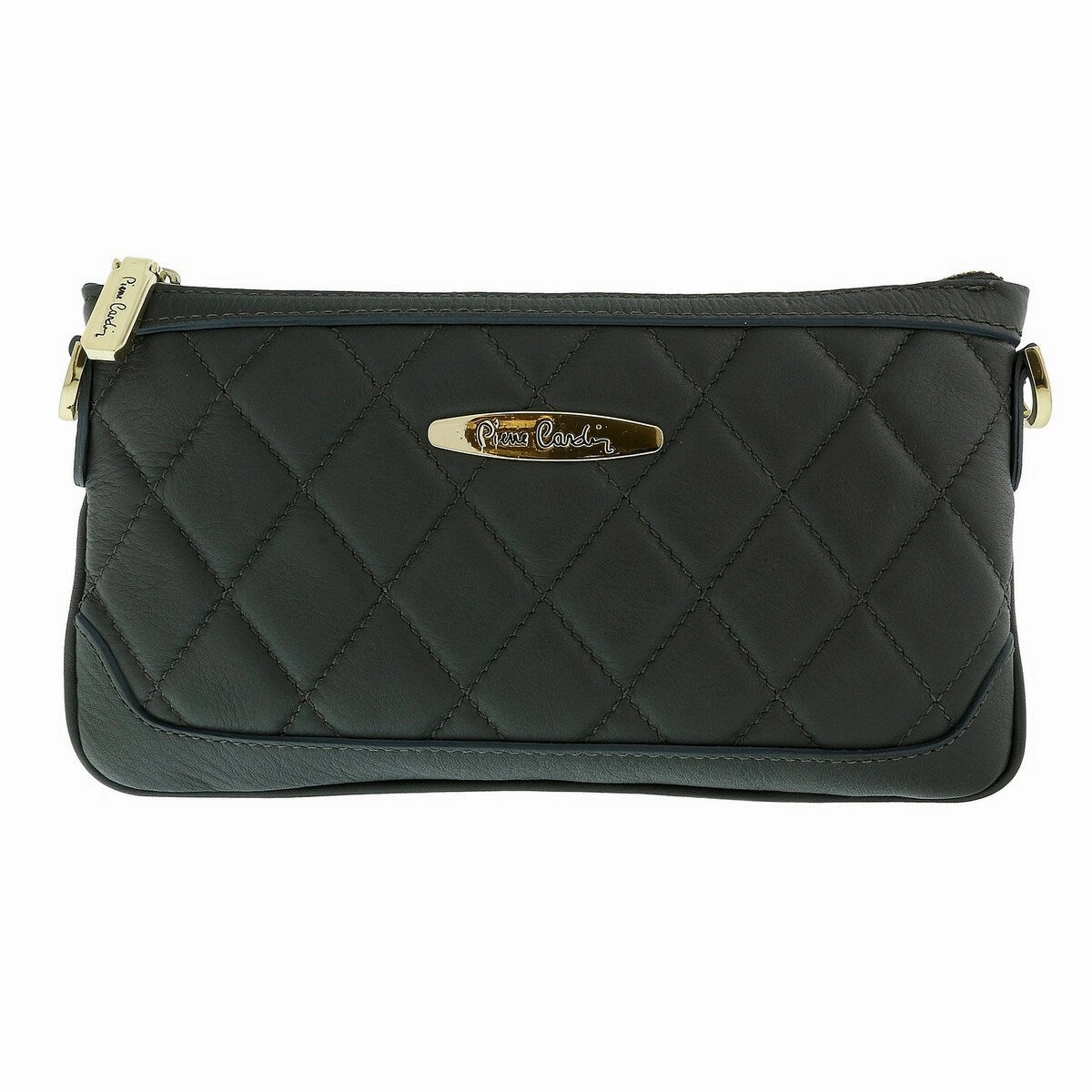 Pierre Cardin ;ight Grey Leather Quilted Crossbody Bag for womens