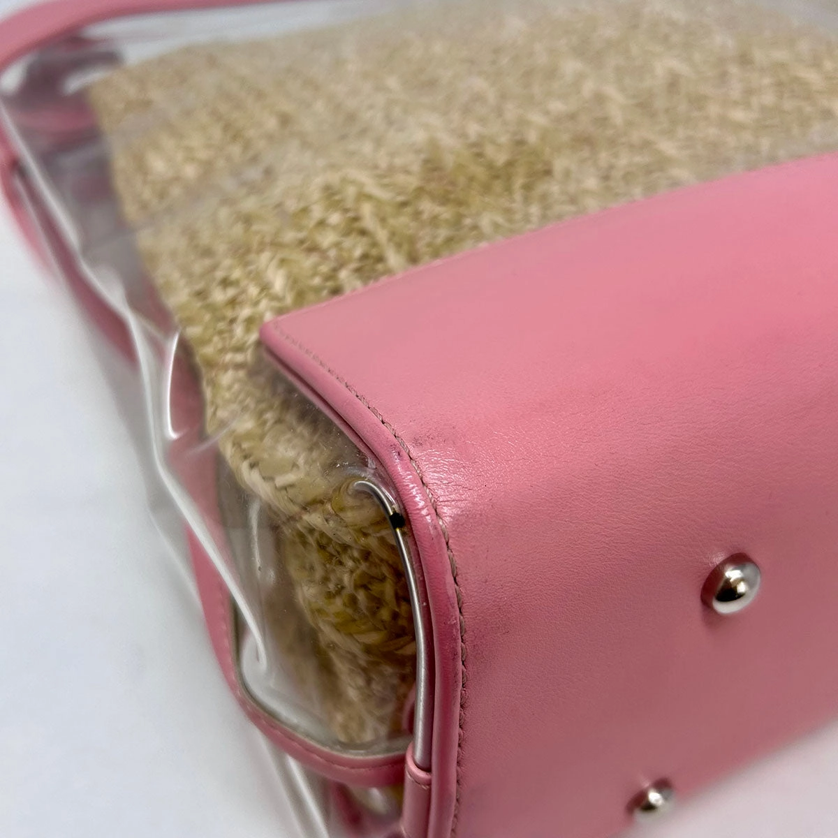 Pink/Clear Chanel 31 PVC/Leather/Quilted Raffia Shopping Tote