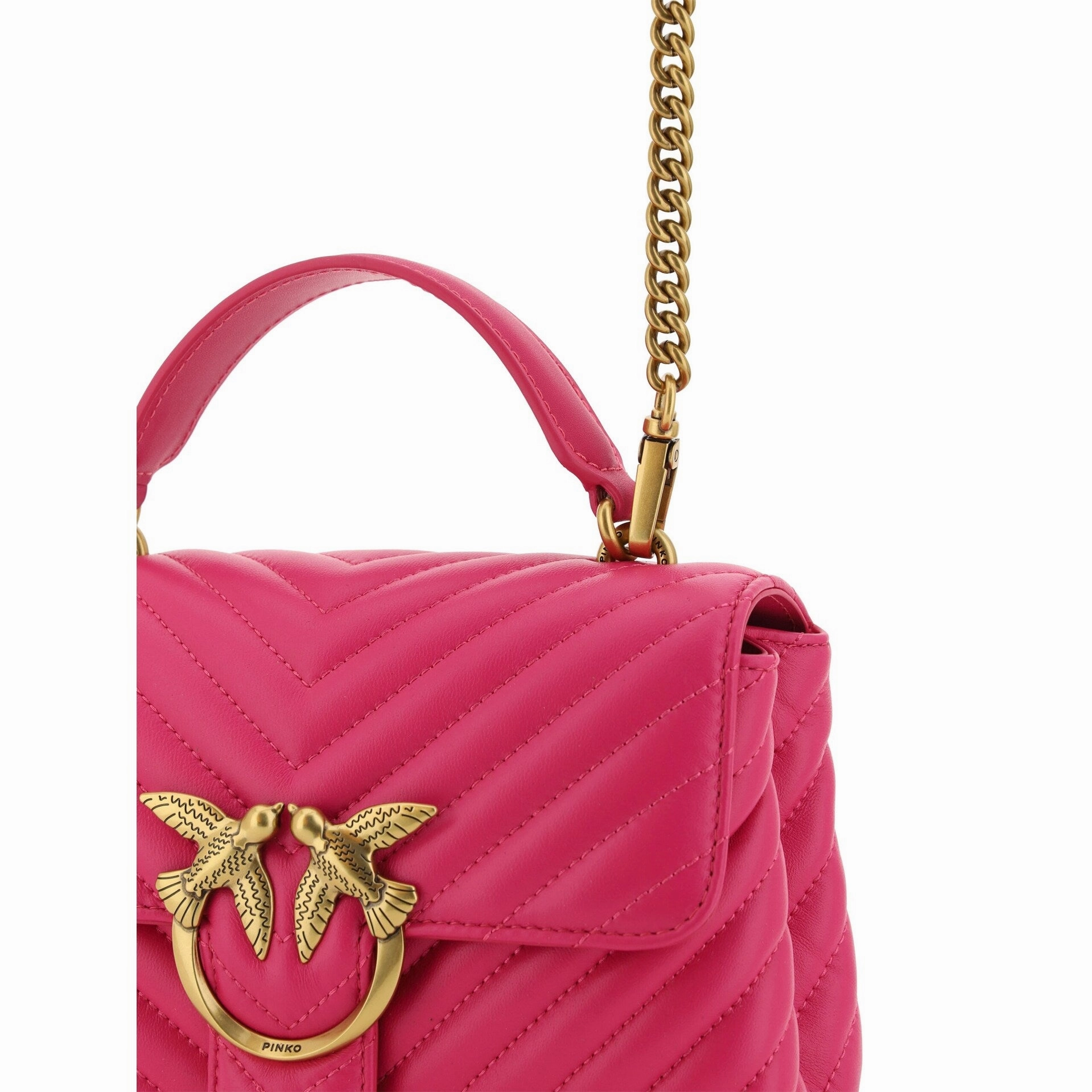 PINKO Chic Pink Quilted Leather Mini Women's Handbag