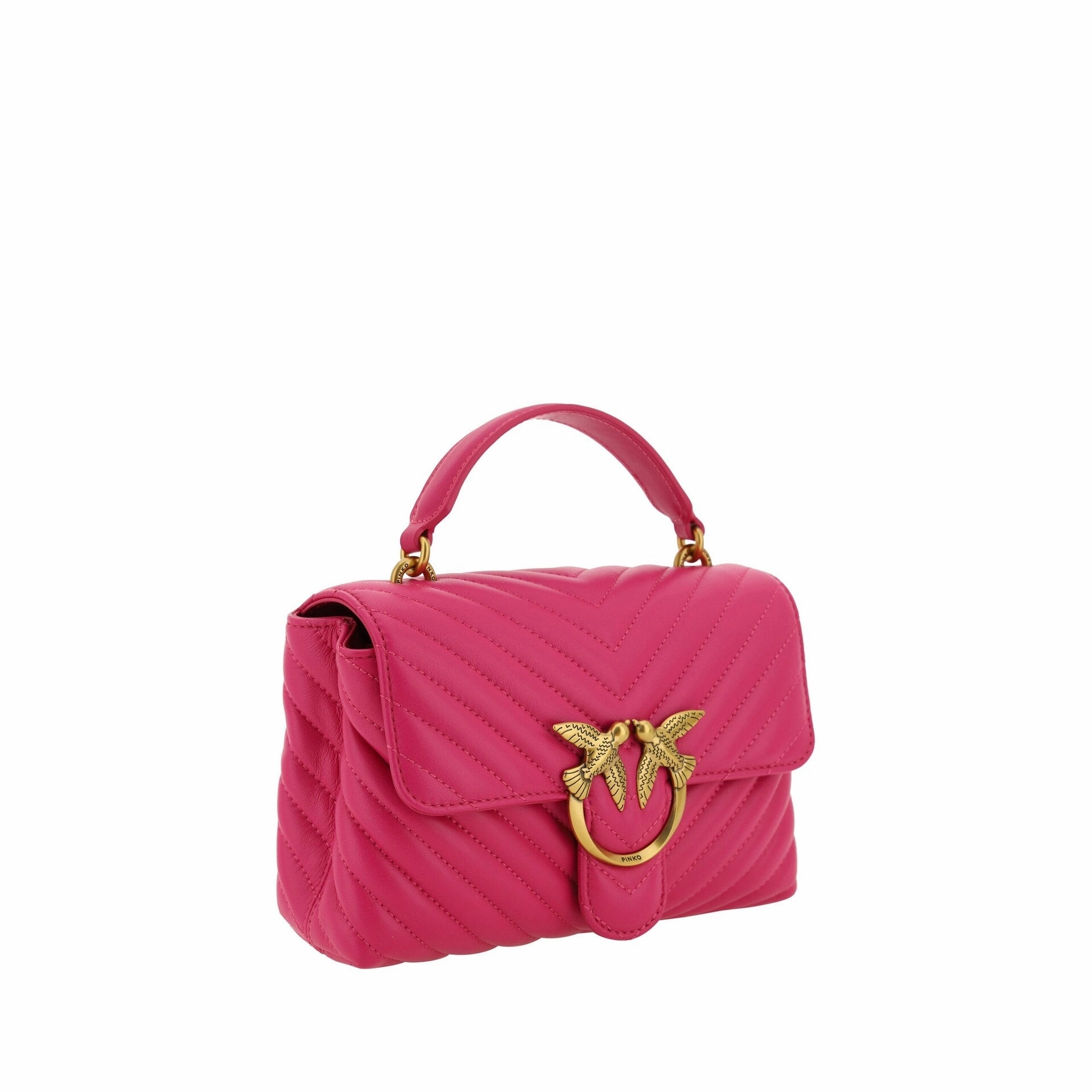 PINKO Chic Pink Quilted Leather Mini Women's Handbag