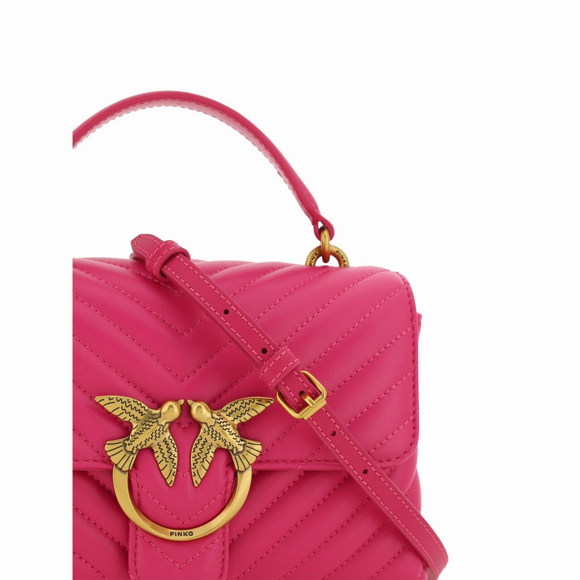 PINKO Chic Pink Quilted Leather Mini Women's Handbag