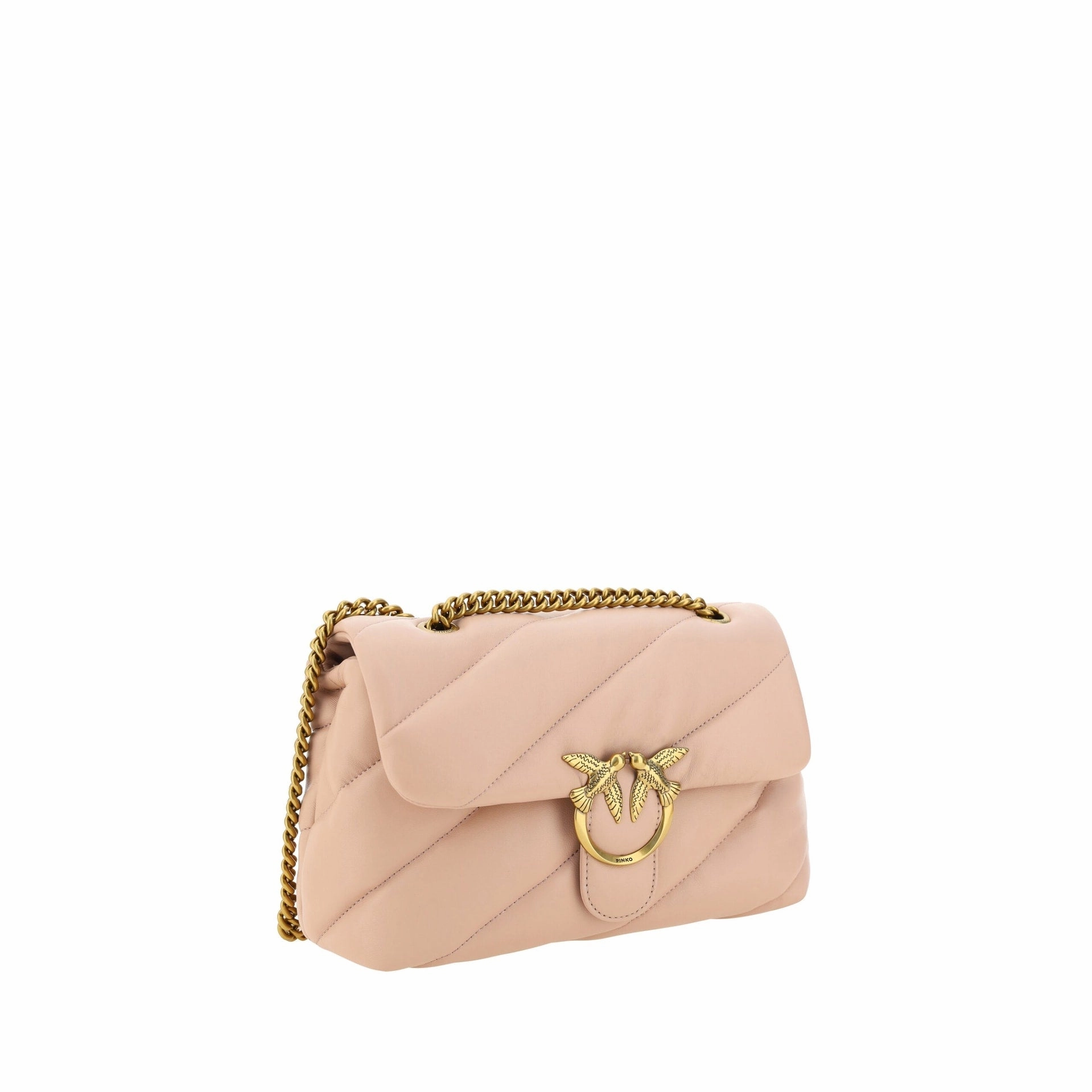 PINKO Elegant Light Pink Quilted Shoulder Women's Bag
