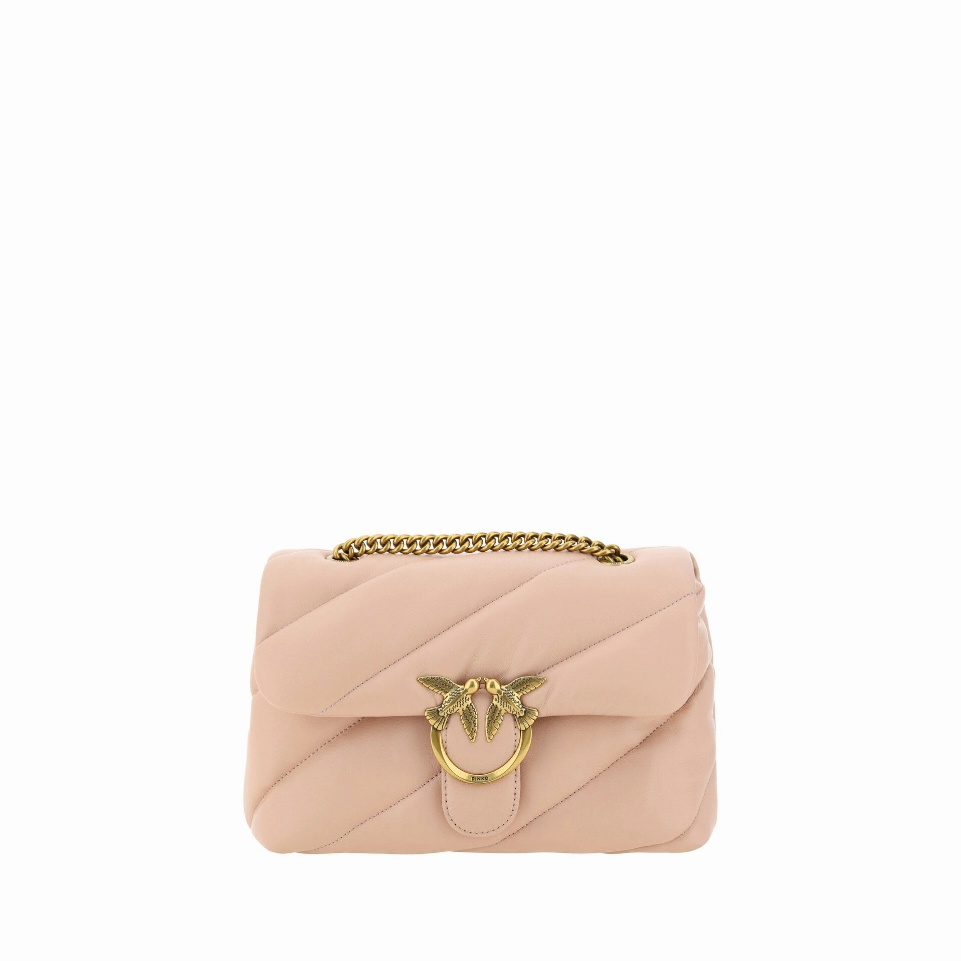 PINKO Elegant Light Pink Quilted Shoulder Women's Bag