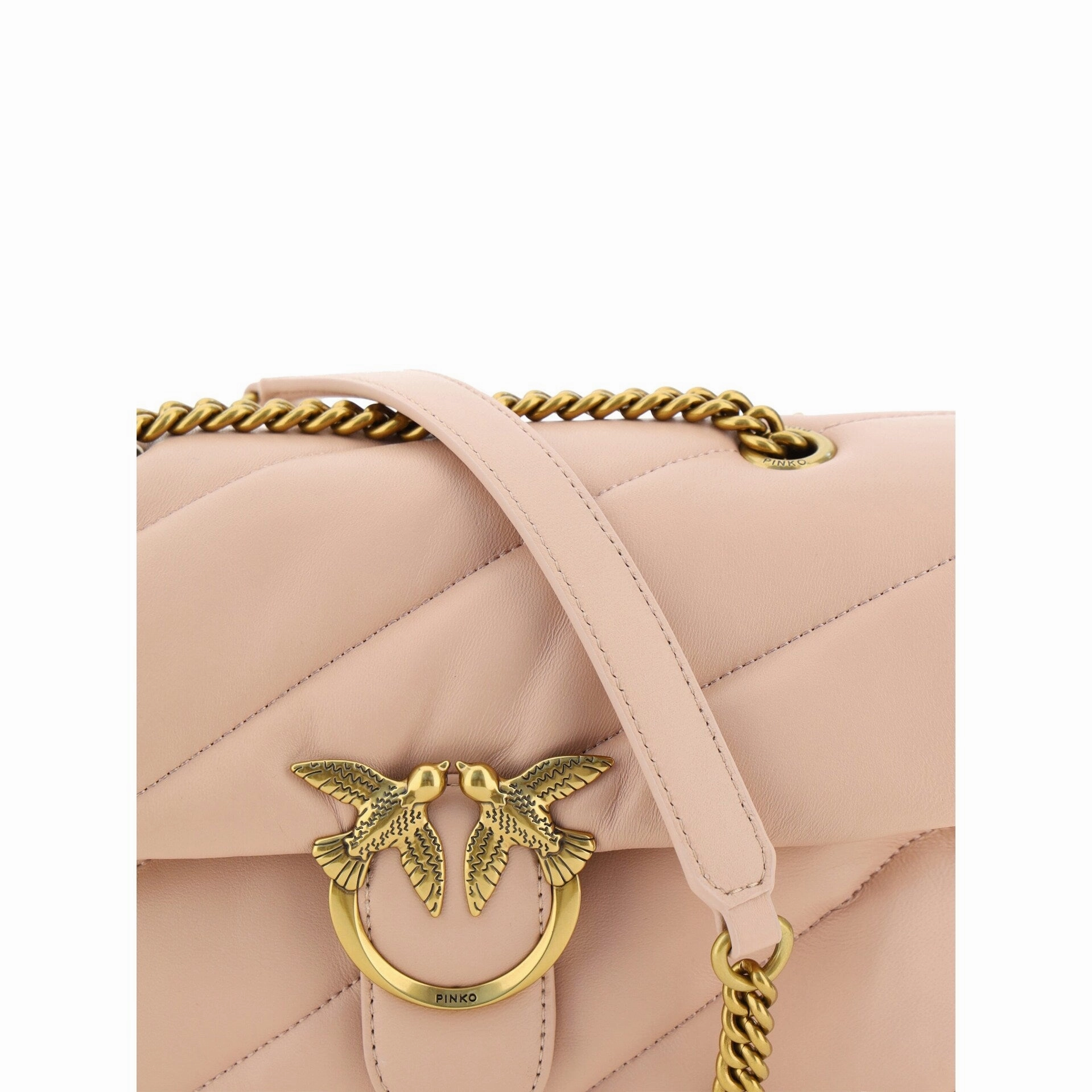 PINKO Elegant Light Pink Quilted Shoulder Women's Bag