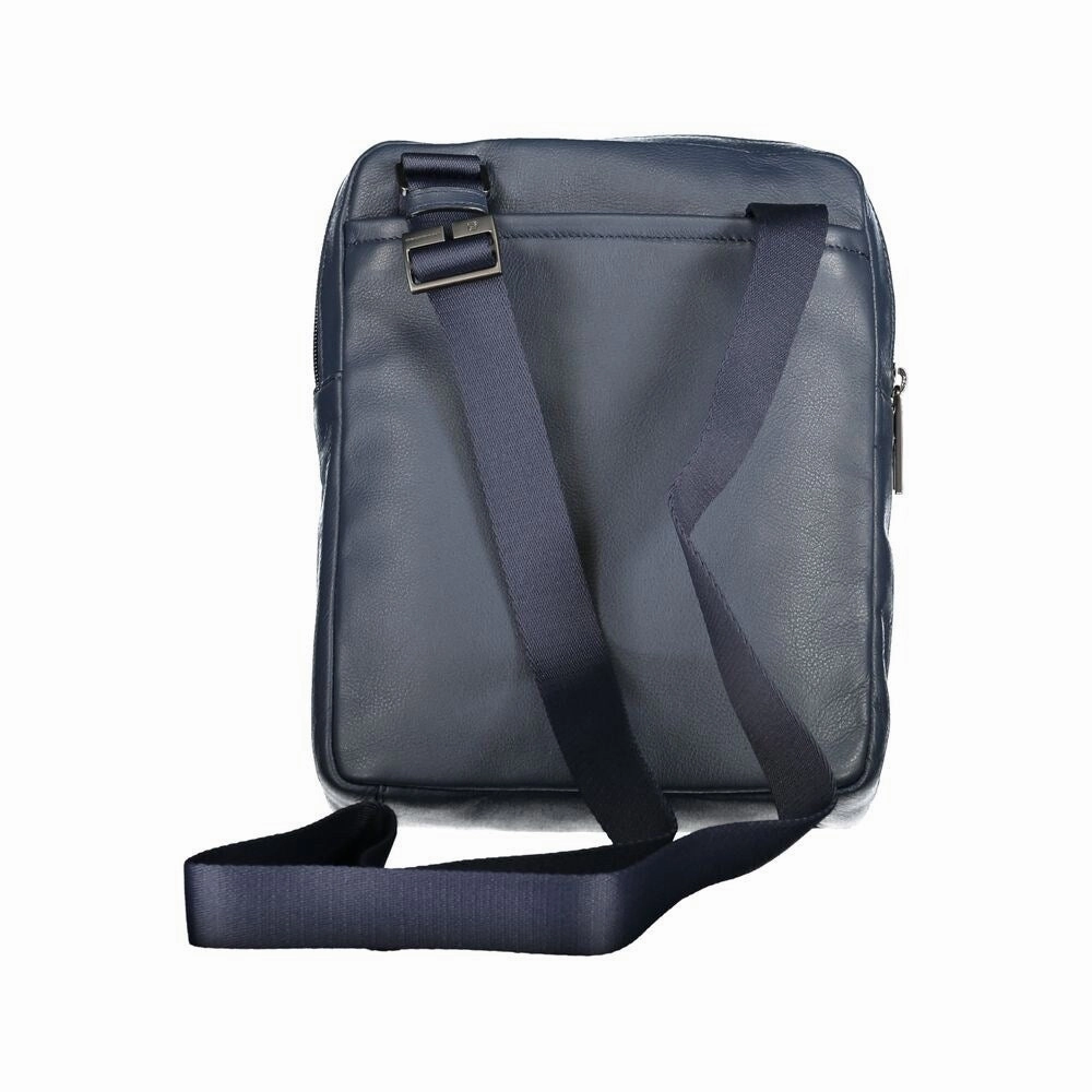 Piquadro Elegant Blue Leather Shoulder Bag with Contrasting Men's Accents