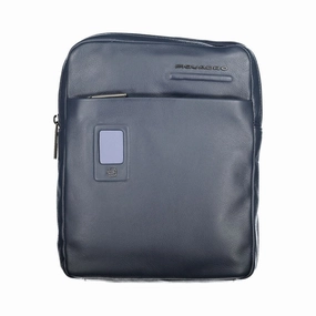 Piquadro Elegant Blue Leather Shoulder Bag with Contrasting Men's Accents