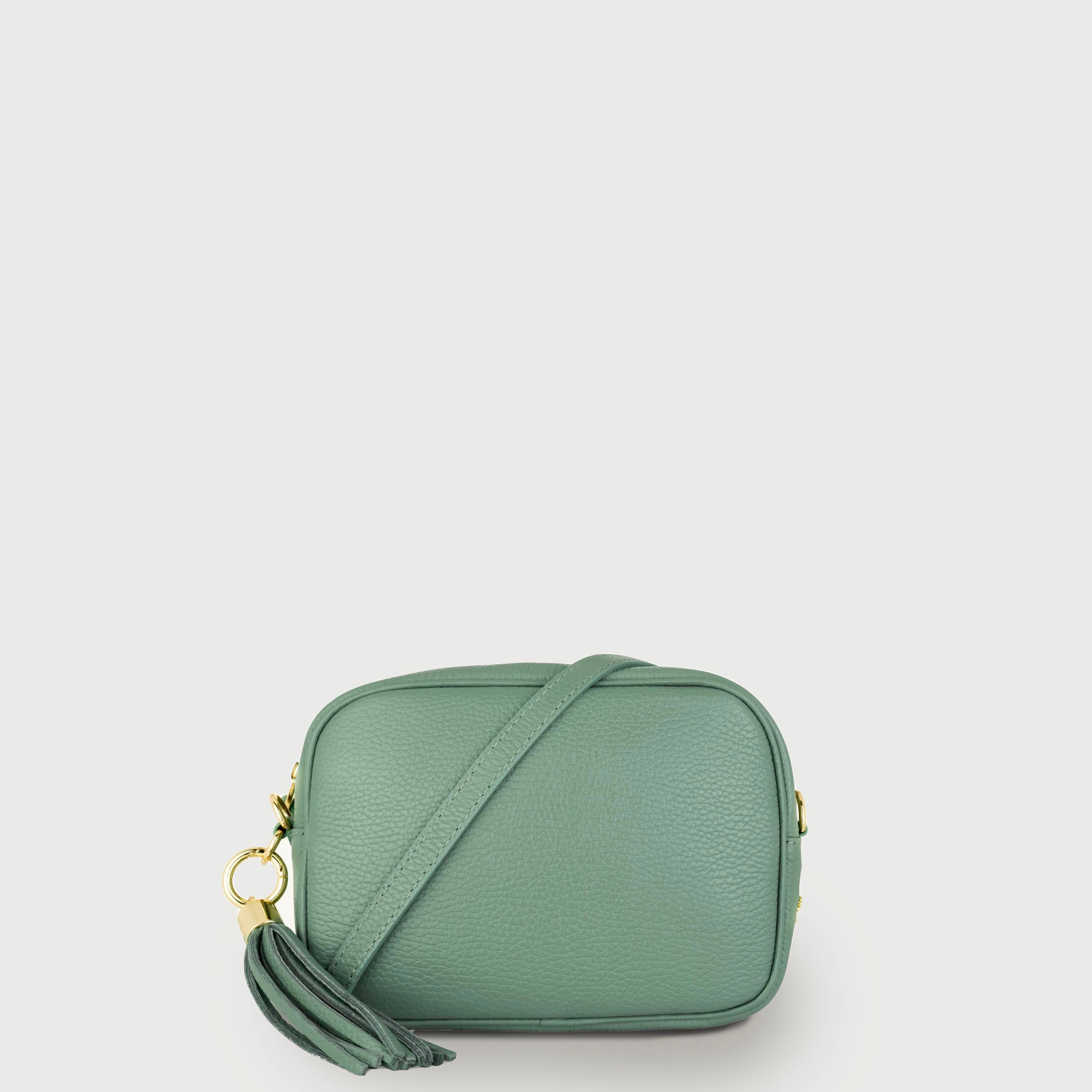 Pistachio Leather Crossbody Bag With Pistachio Cross-Stitch Strap