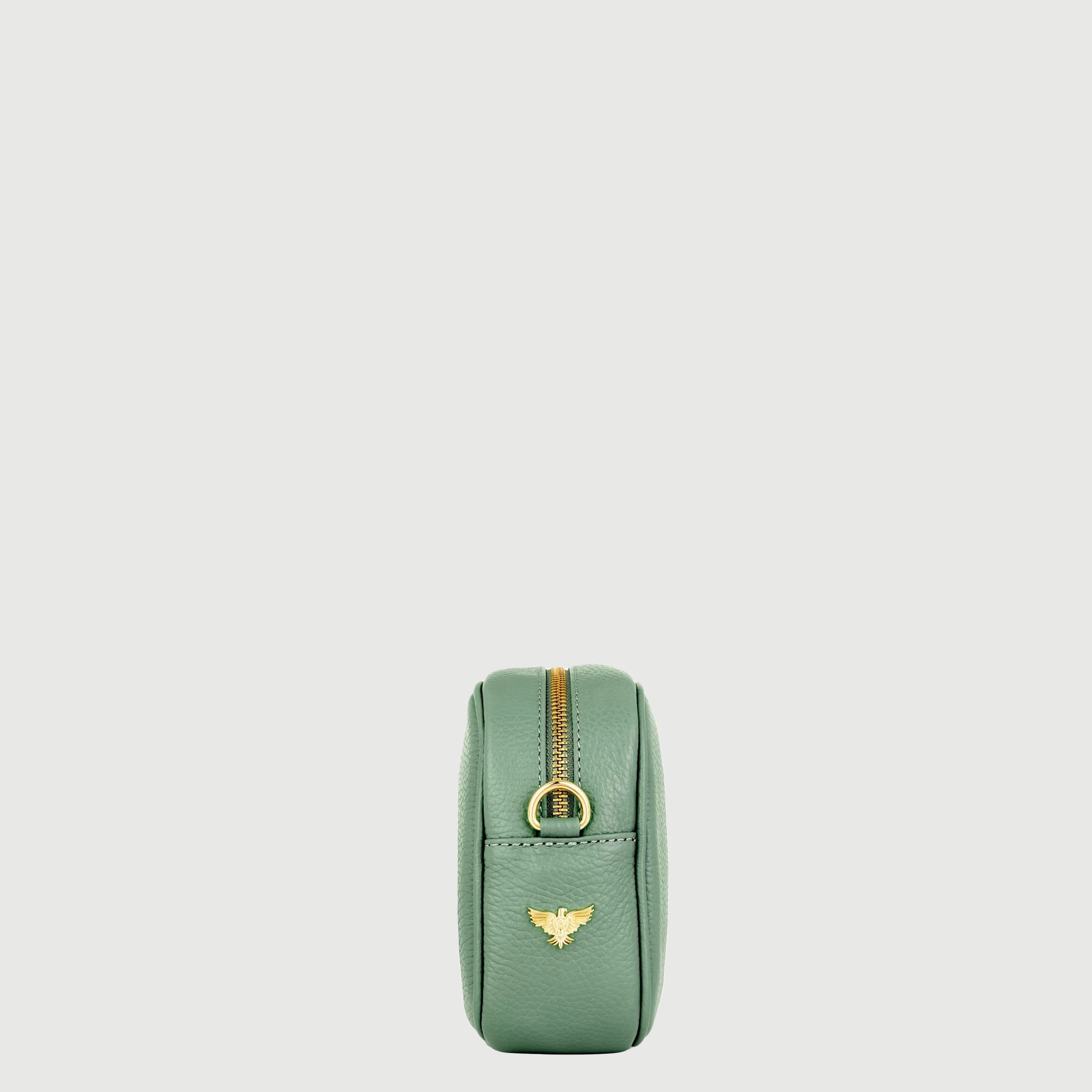 Pistachio Leather Crossbody Bag With Pistachio Cross-Stitch Strap