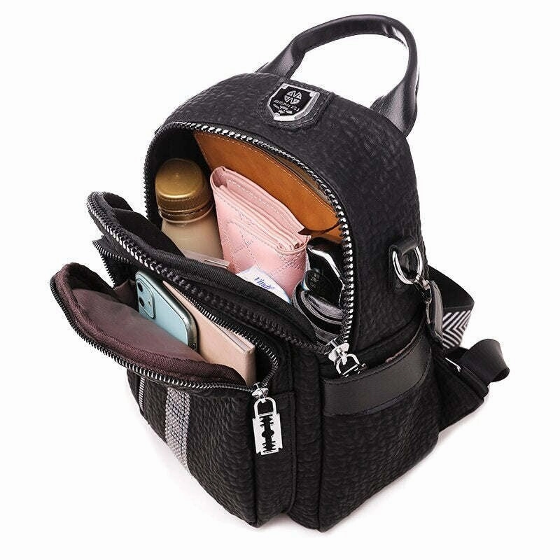 Pockets Large Capacity Women Backpack High Quality PU Leather Vintage School Backpacks Female Shoulder Bags
