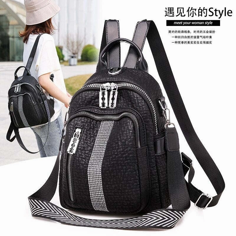 Pockets Large Capacity Women Backpack High Quality PU Leather Vintage School Backpacks Female Shoulder Bags