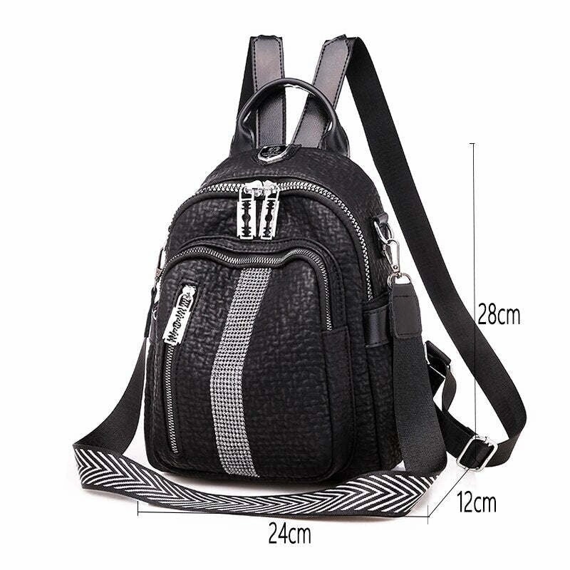 Pockets Large Capacity Women Backpack High Quality PU Leather Vintage School Backpacks Female Shoulder Bags