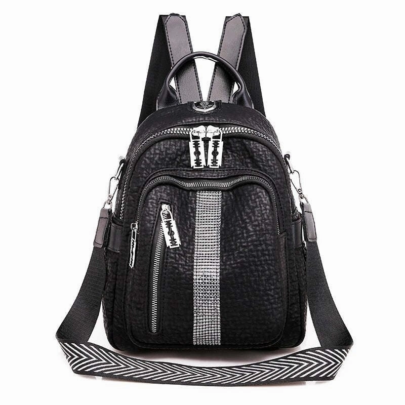 Pockets Large Capacity Women Backpack High Quality PU Leather Vintage School Backpacks Female Shoulder Bags