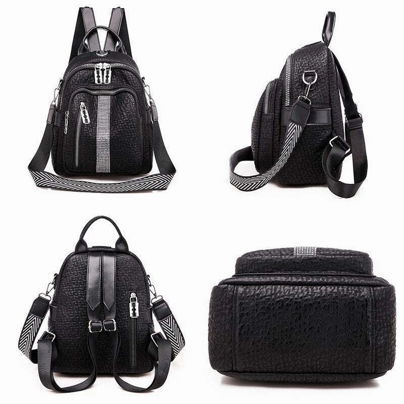 Pockets Large Capacity Women Backpack High Quality PU Leather Vintage School Backpacks Female Shoulder Bags