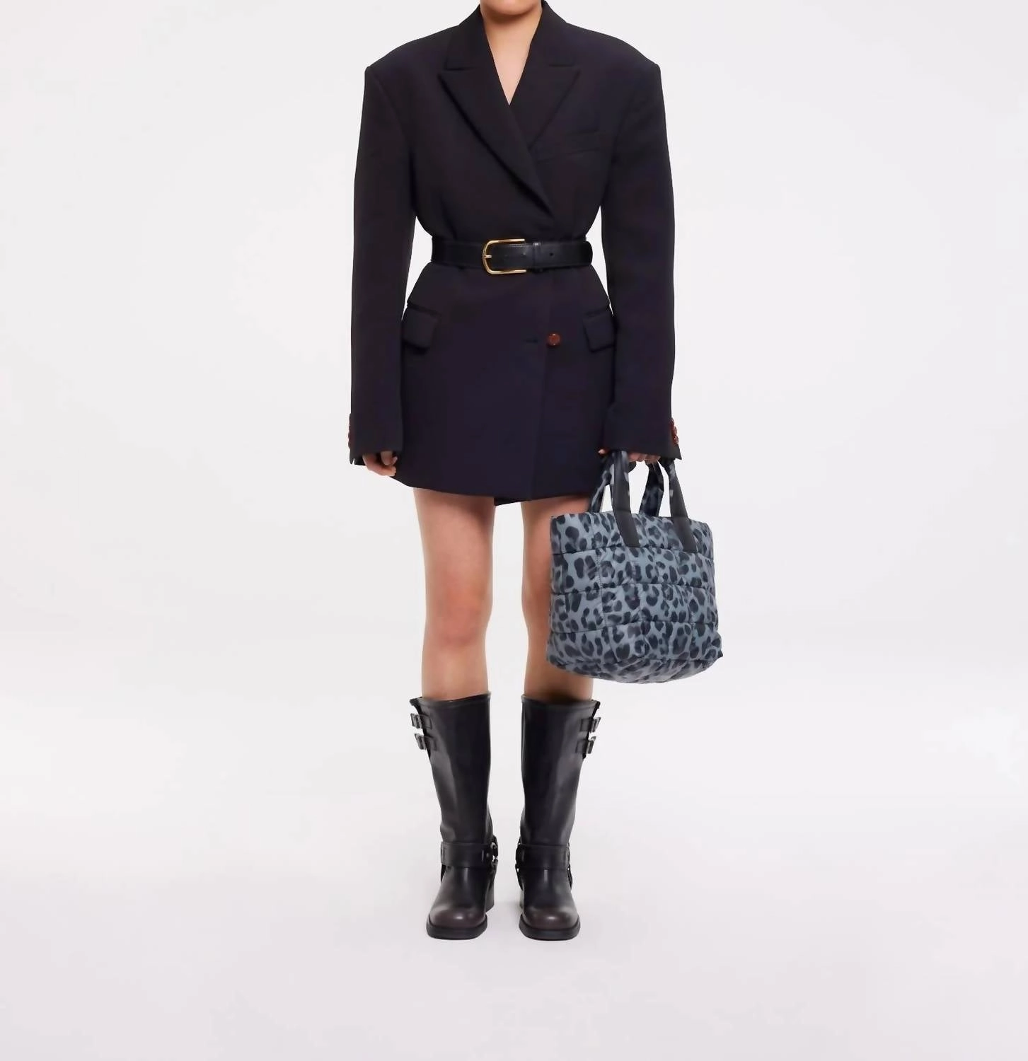 Porter Small Tote Bag In Grey Leopard