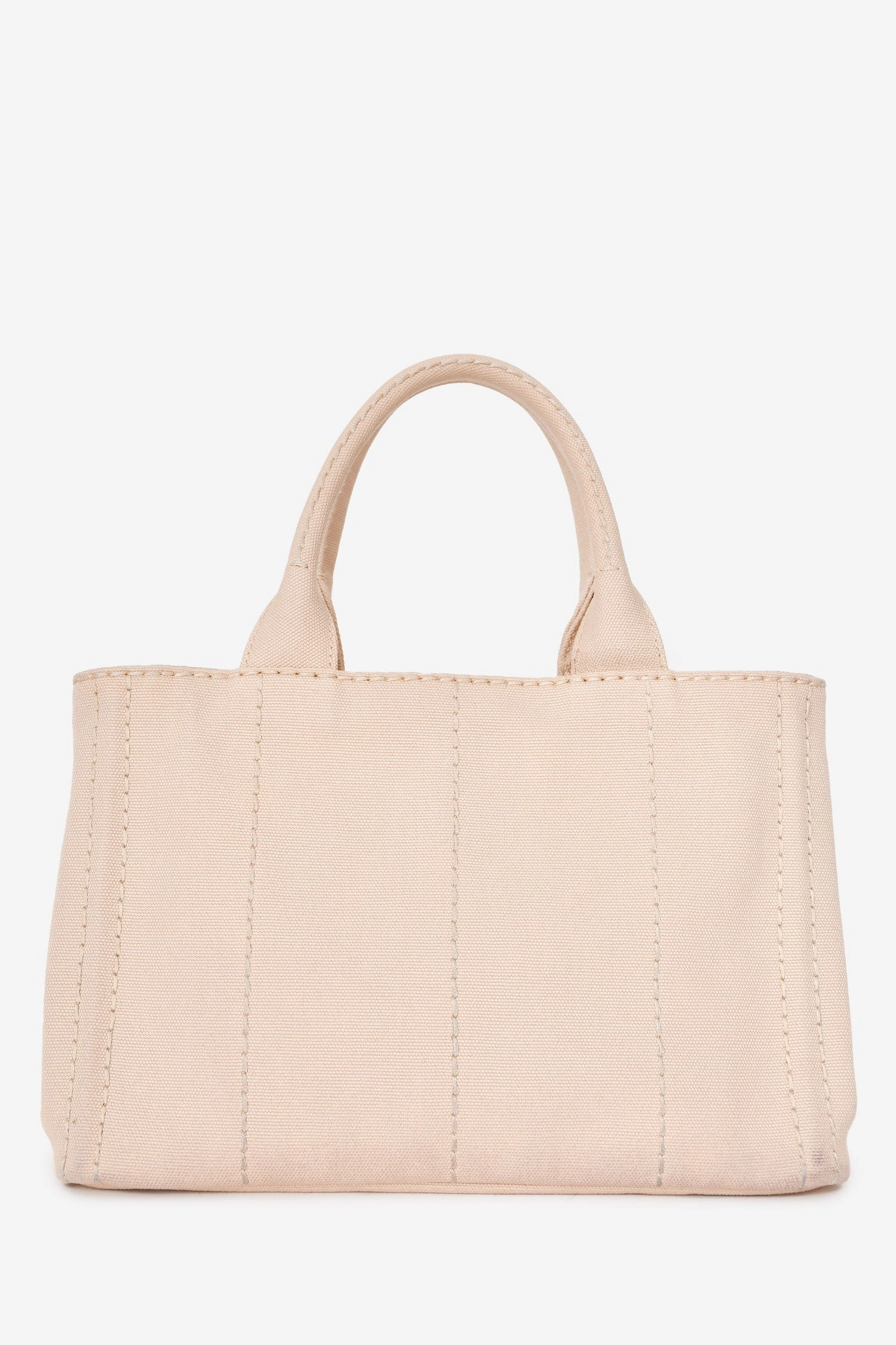 Prada Beige/Black Canvas Small Canapa Top Handle Bag with Strap