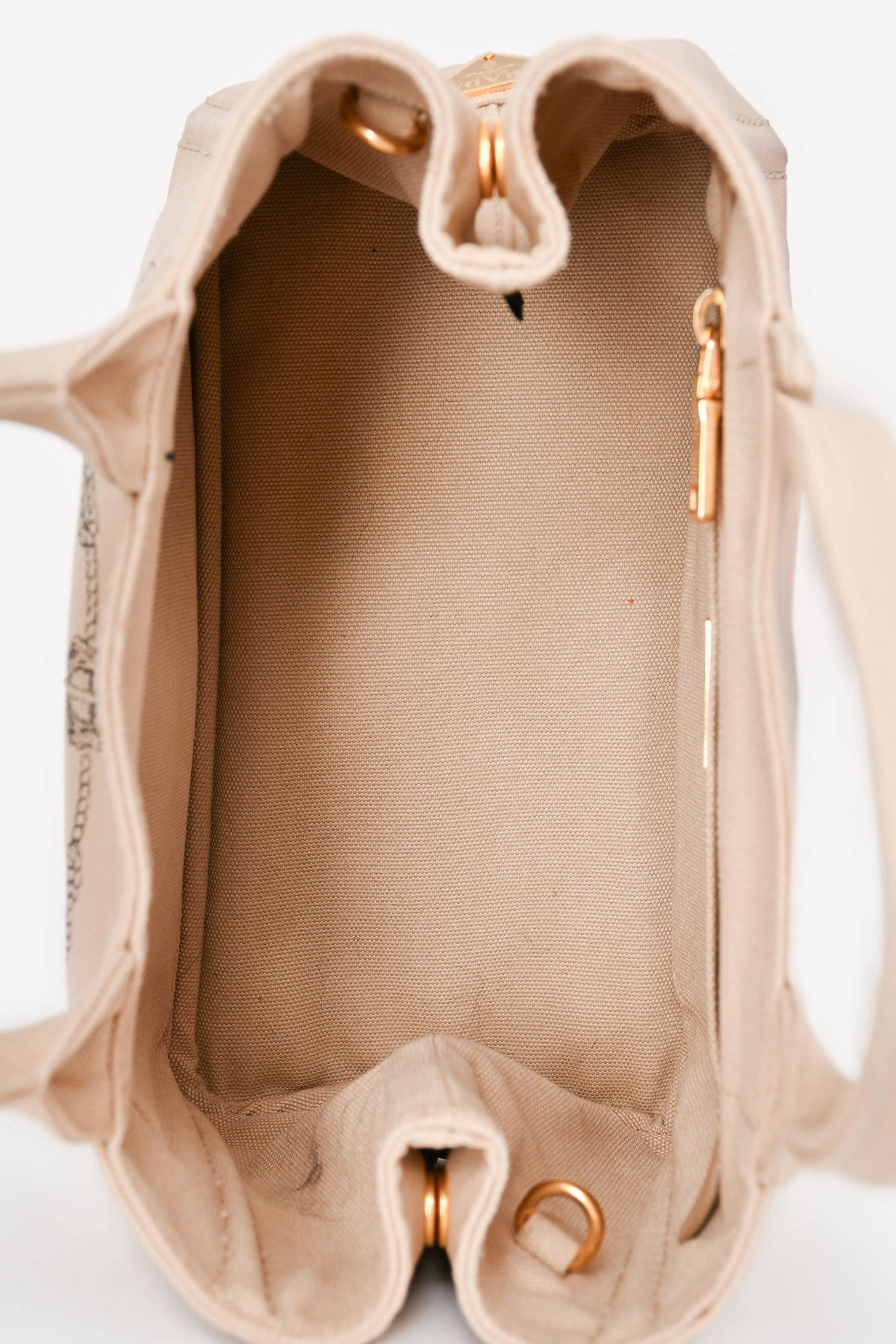Prada Beige/Black Canvas Small Canapa Top Handle Bag with Strap