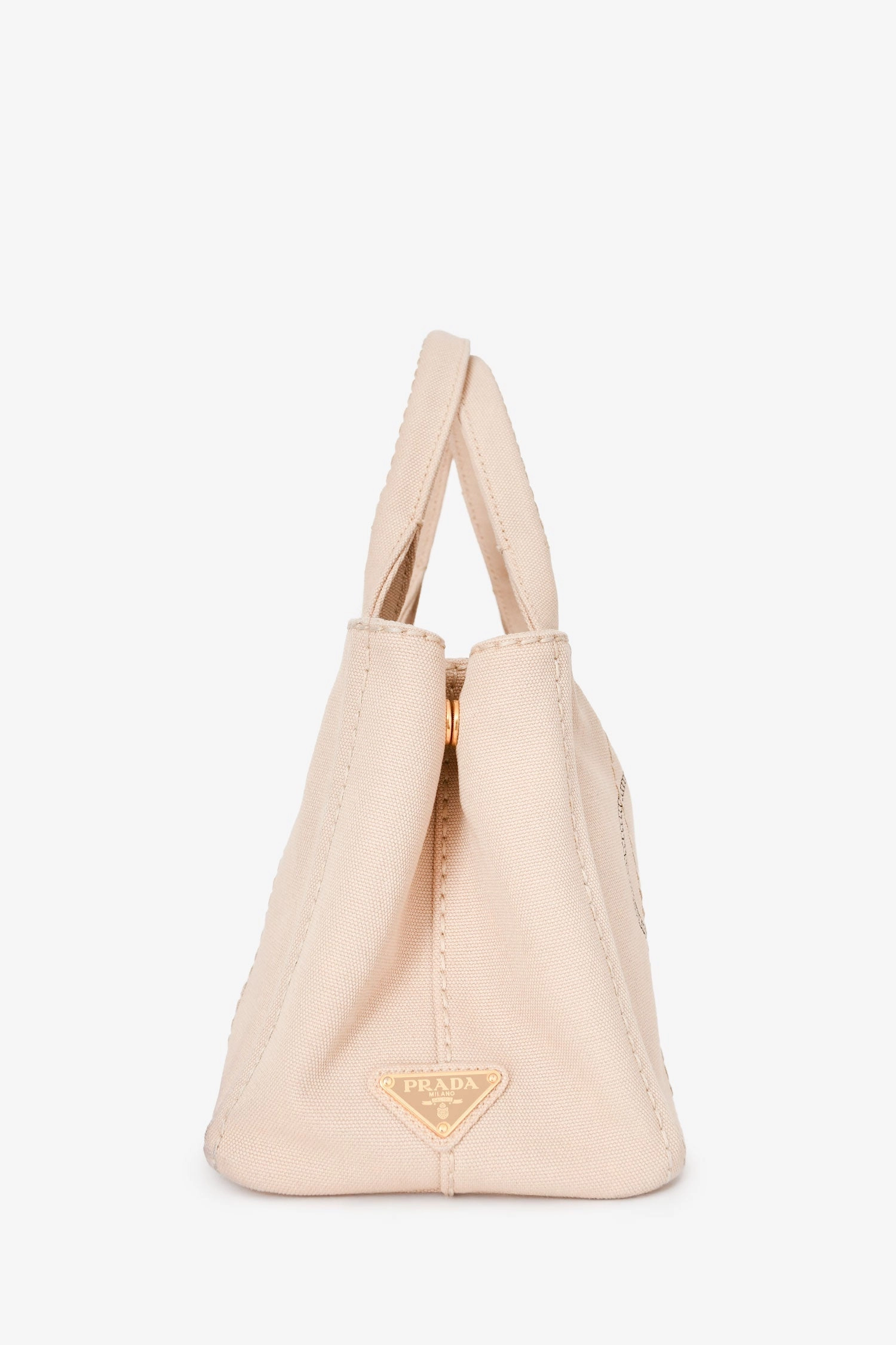 Prada Beige/Black Canvas Small Canapa Top Handle Bag with Strap