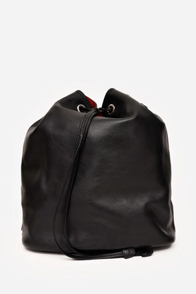 Prada Black Leather Drawstring Bucket Bag