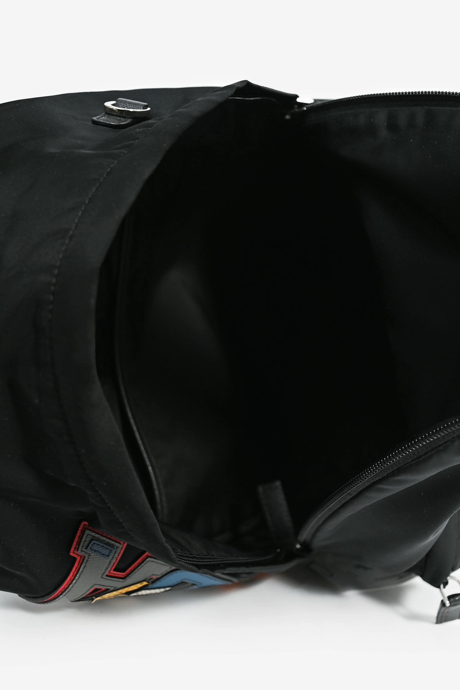 Prada Black Nylon Colour Block Logo Backpack
