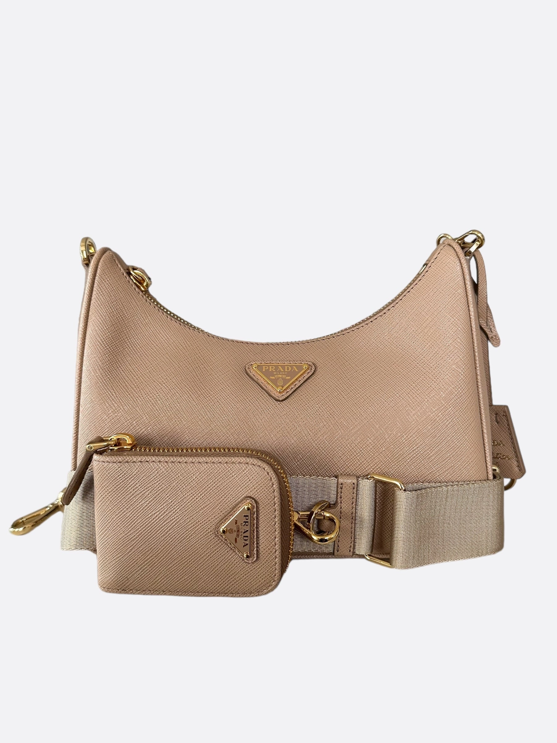 Prada Cameo Beige Re-Edition 2005 Saffiano Bag