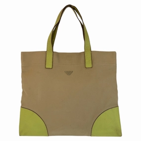 Prada  Canvas Leather Handbag Tote Bag (Pre-Owned)
