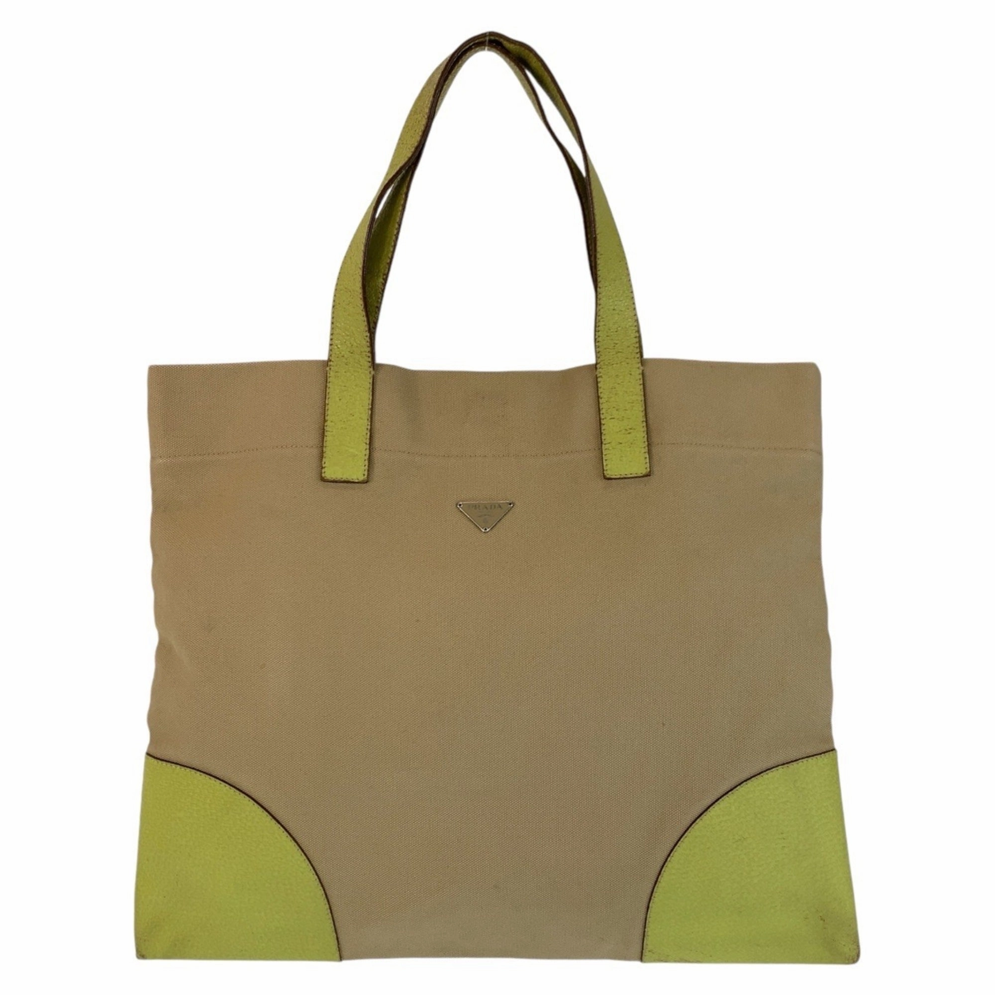 Prada  Canvas Leather Handbag Tote Bag (Pre-Owned)