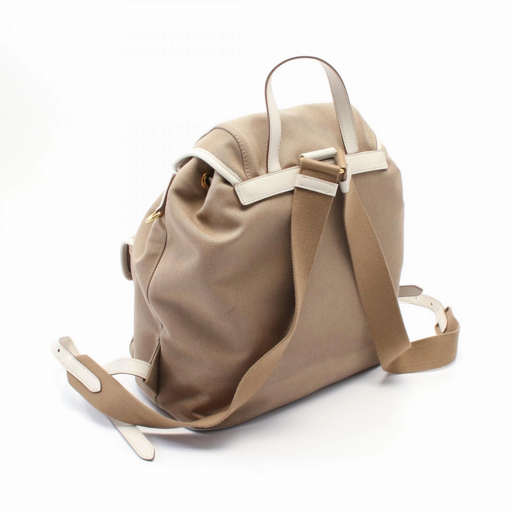 Prada Logo Jacquard Leather Backpack