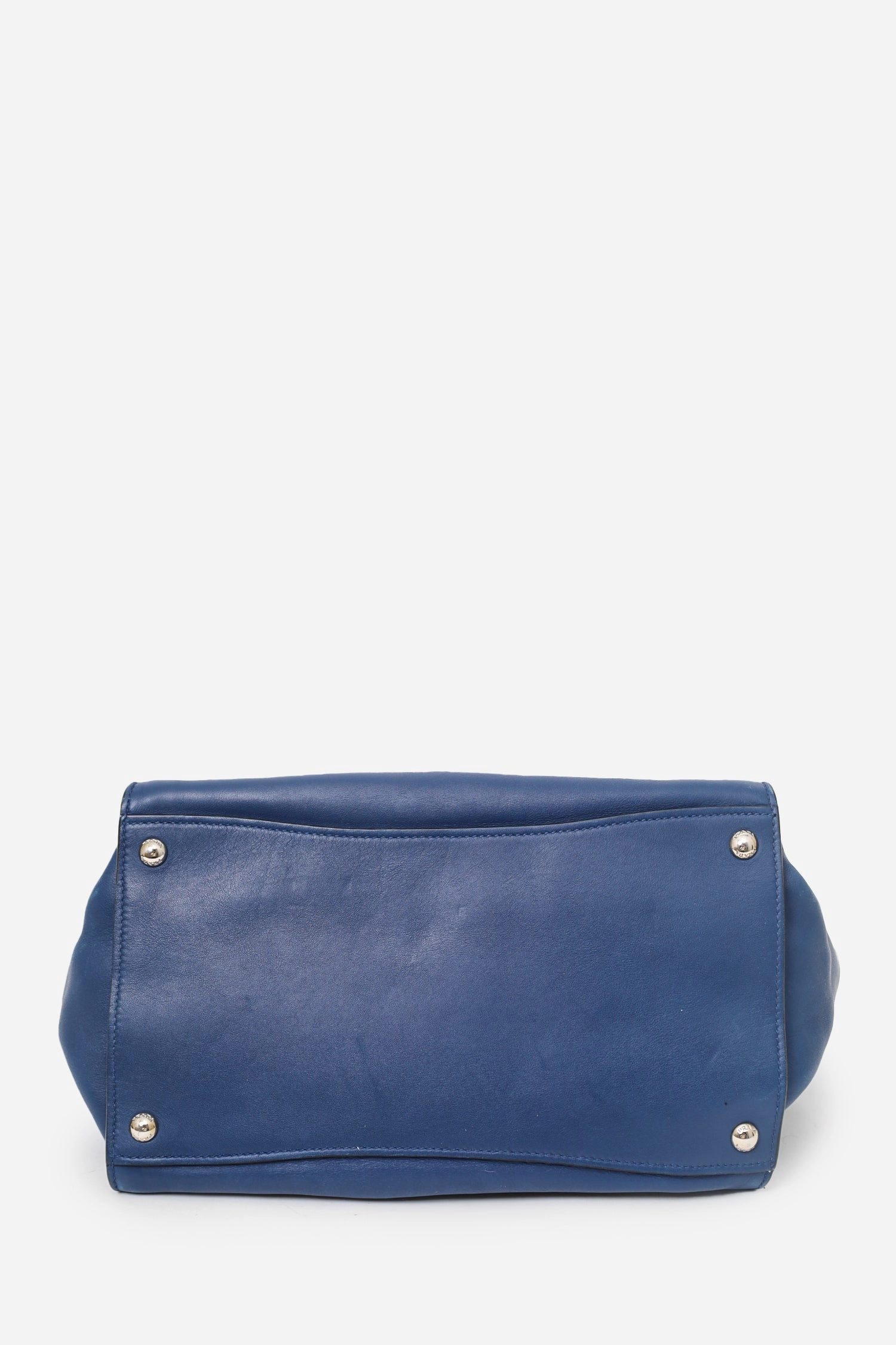 Prada Navy City Calf Small Twin Pocket Tote with Strap