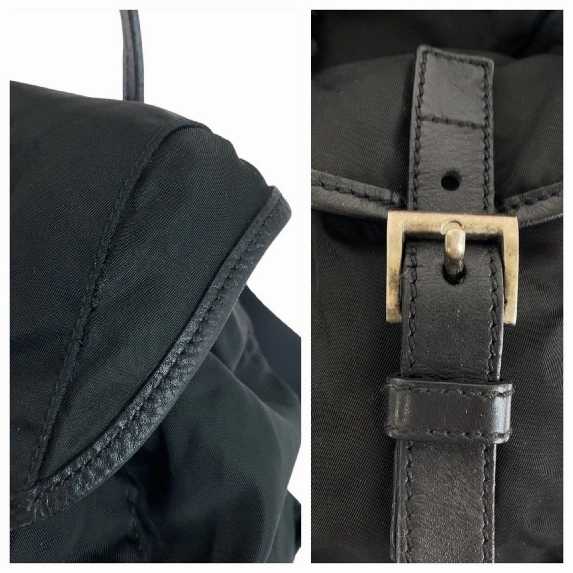 Prada Nylon Leather Backpack (Pre-Owned)