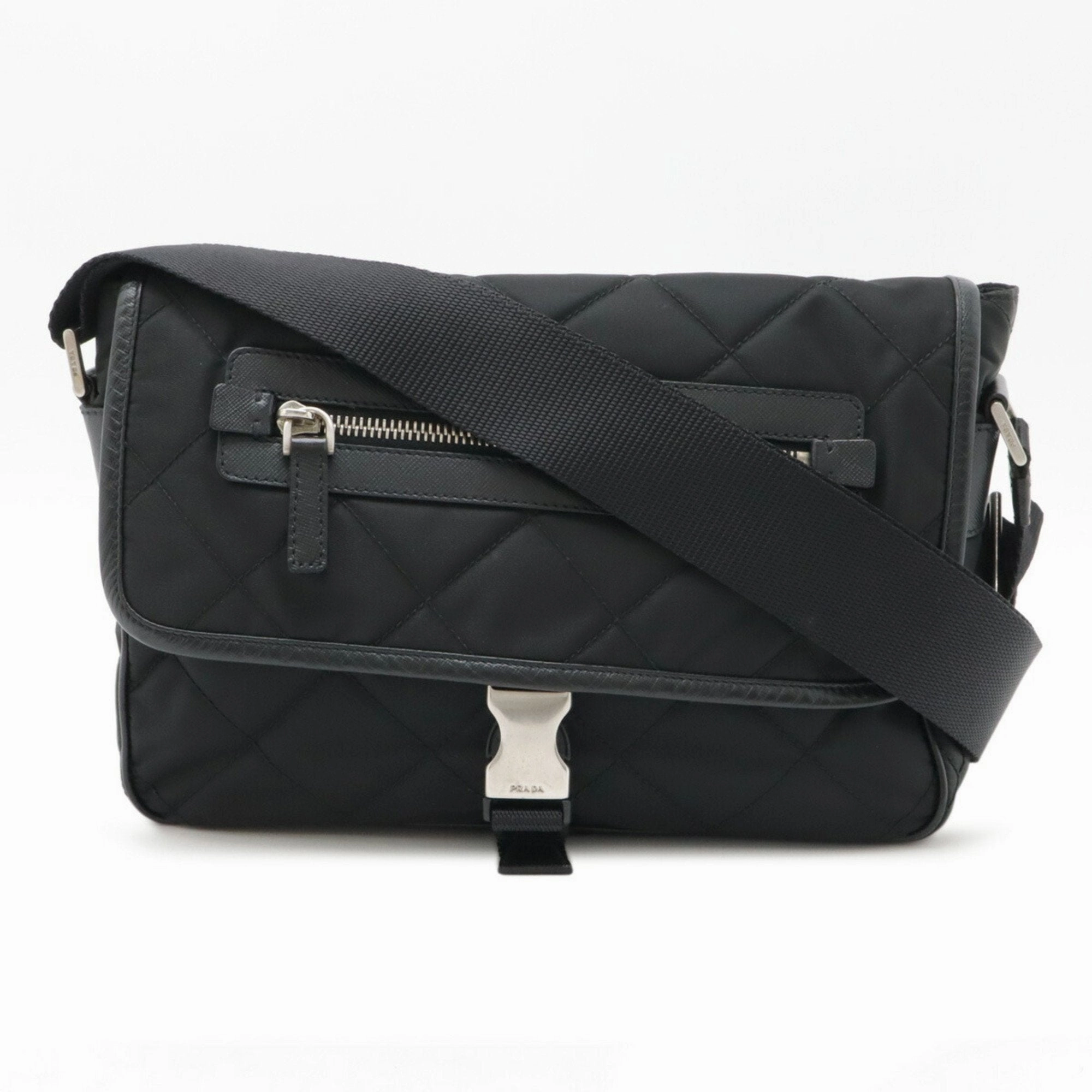 Prada  Nylon Leather Shoulder Bag (Pre-Owned)