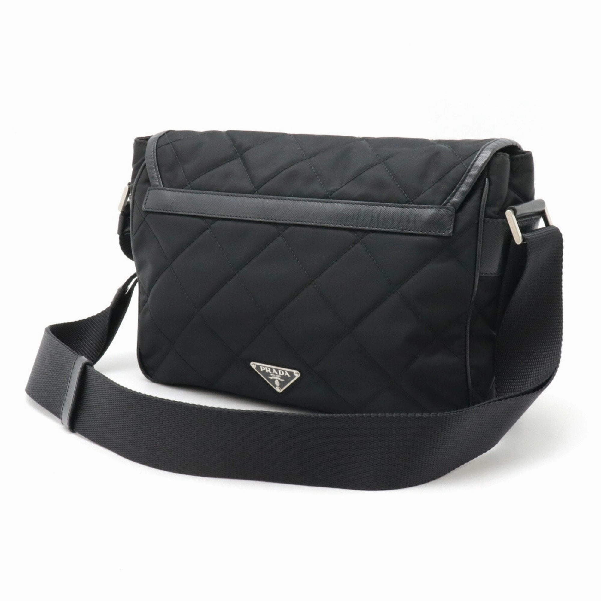Prada  Nylon Leather Shoulder Bag (Pre-Owned)