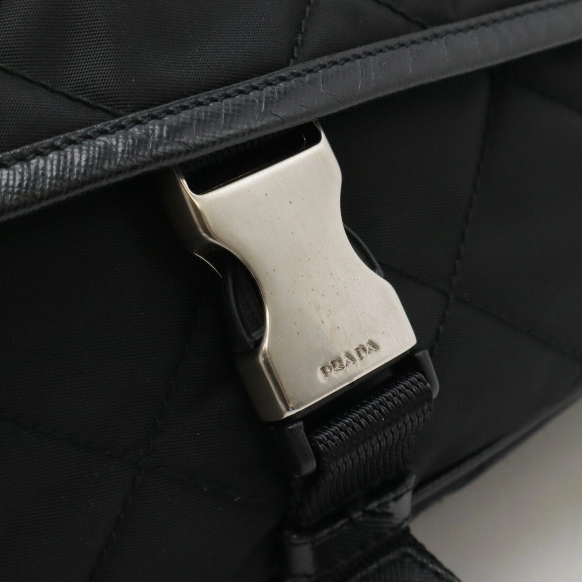 Prada  Nylon Leather Shoulder Bag (Pre-Owned)