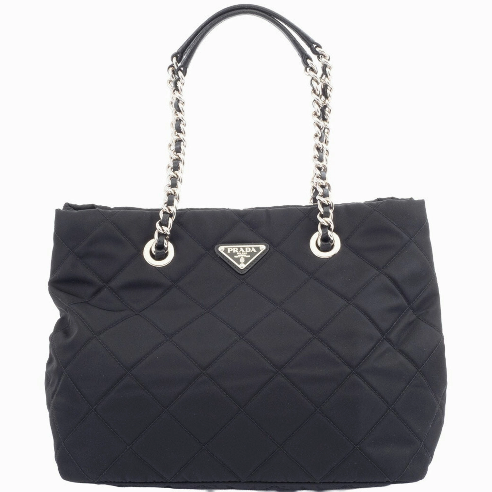 Prada Nylon Leather Tote Bag (Pre-Owned)