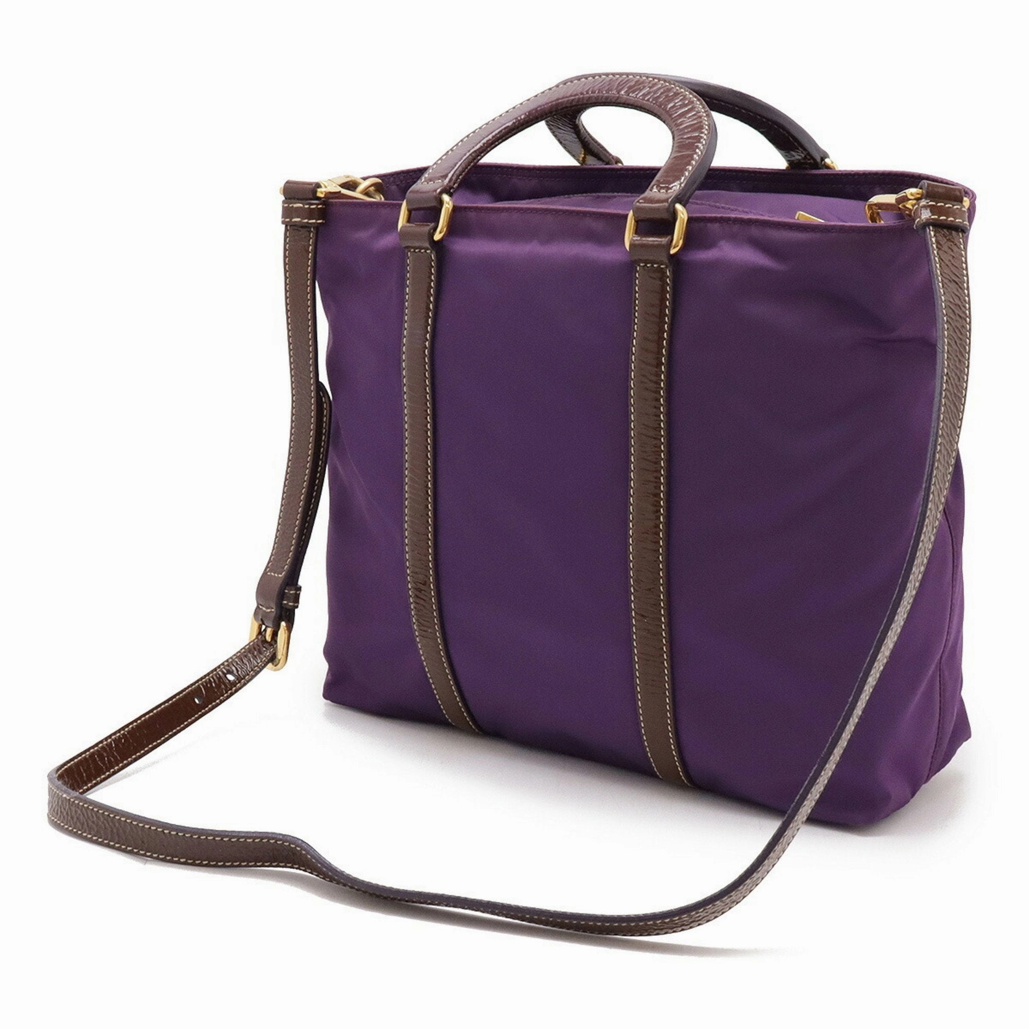Prada  Nylon Patent Leather Handbag Shoulder Bag Tote Bag (Pre-Owned)