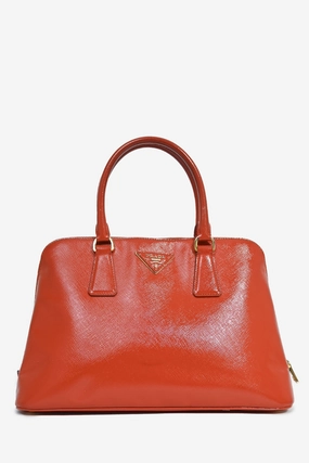 Prada Orange Saffiano Leather Galleria Tote