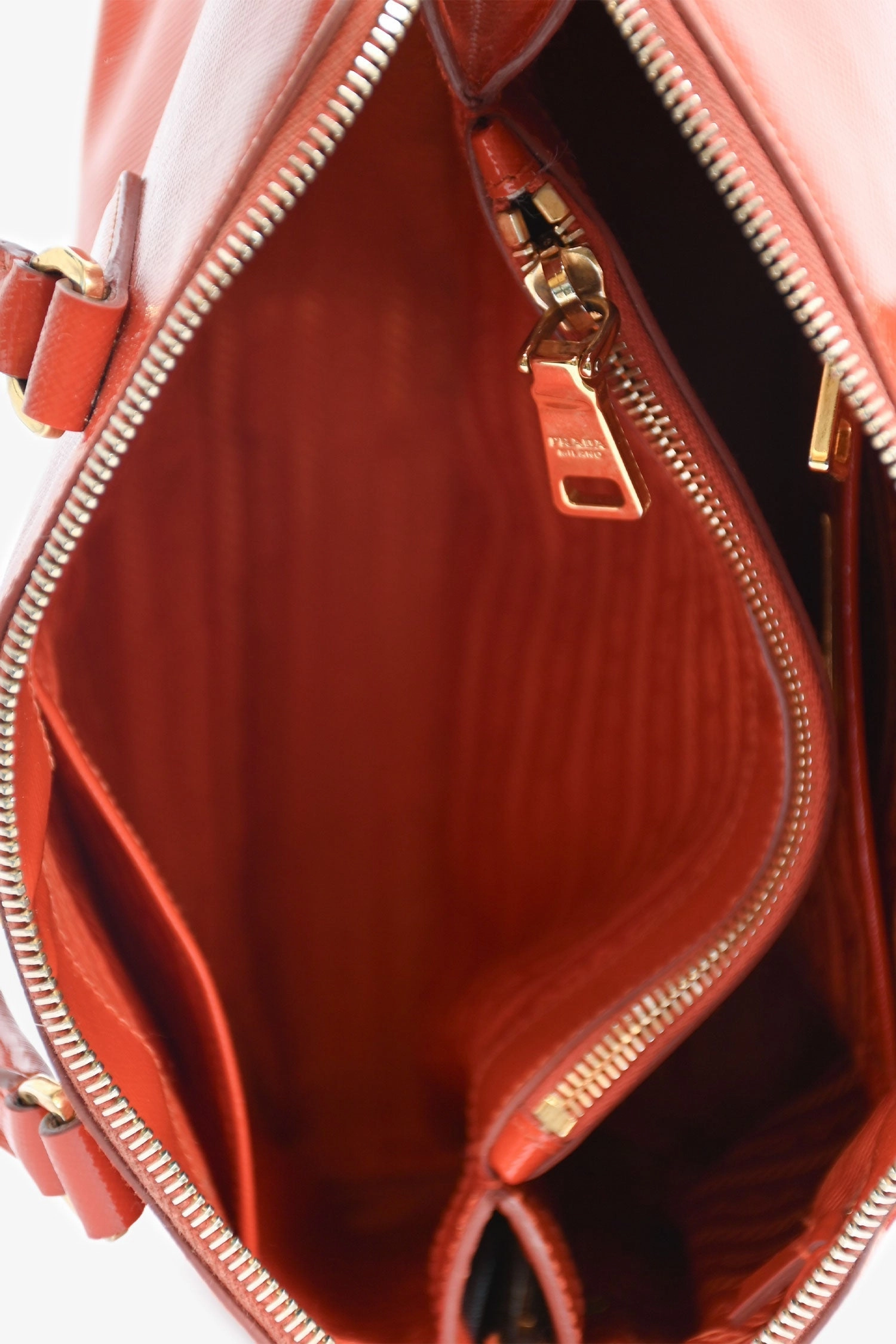 Prada Orange Saffiano Leather Galleria Tote
