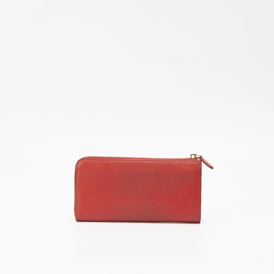 Prada Red Saffiano Leather Wallet