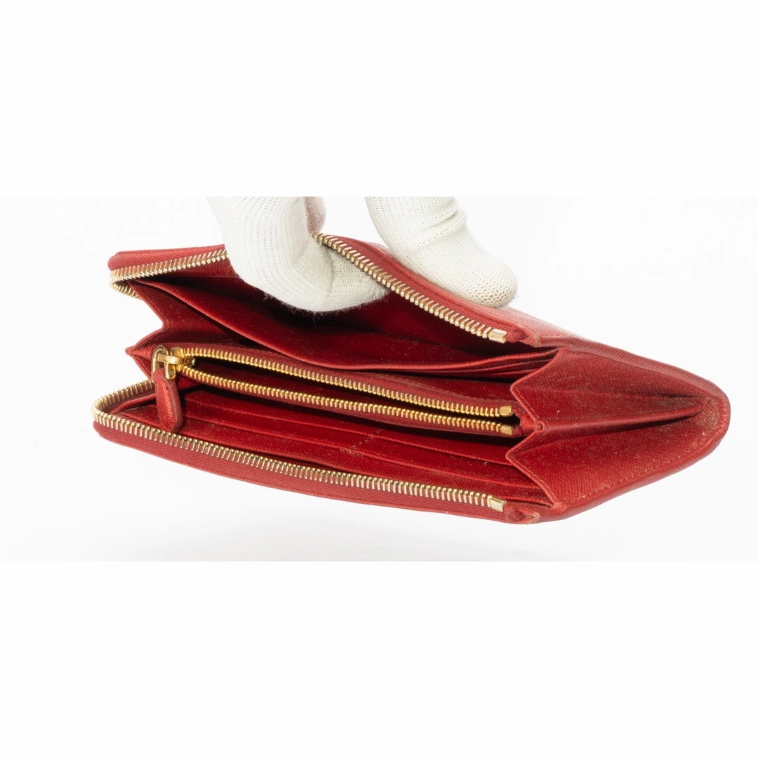 Prada Red Saffiano Leather Wallet