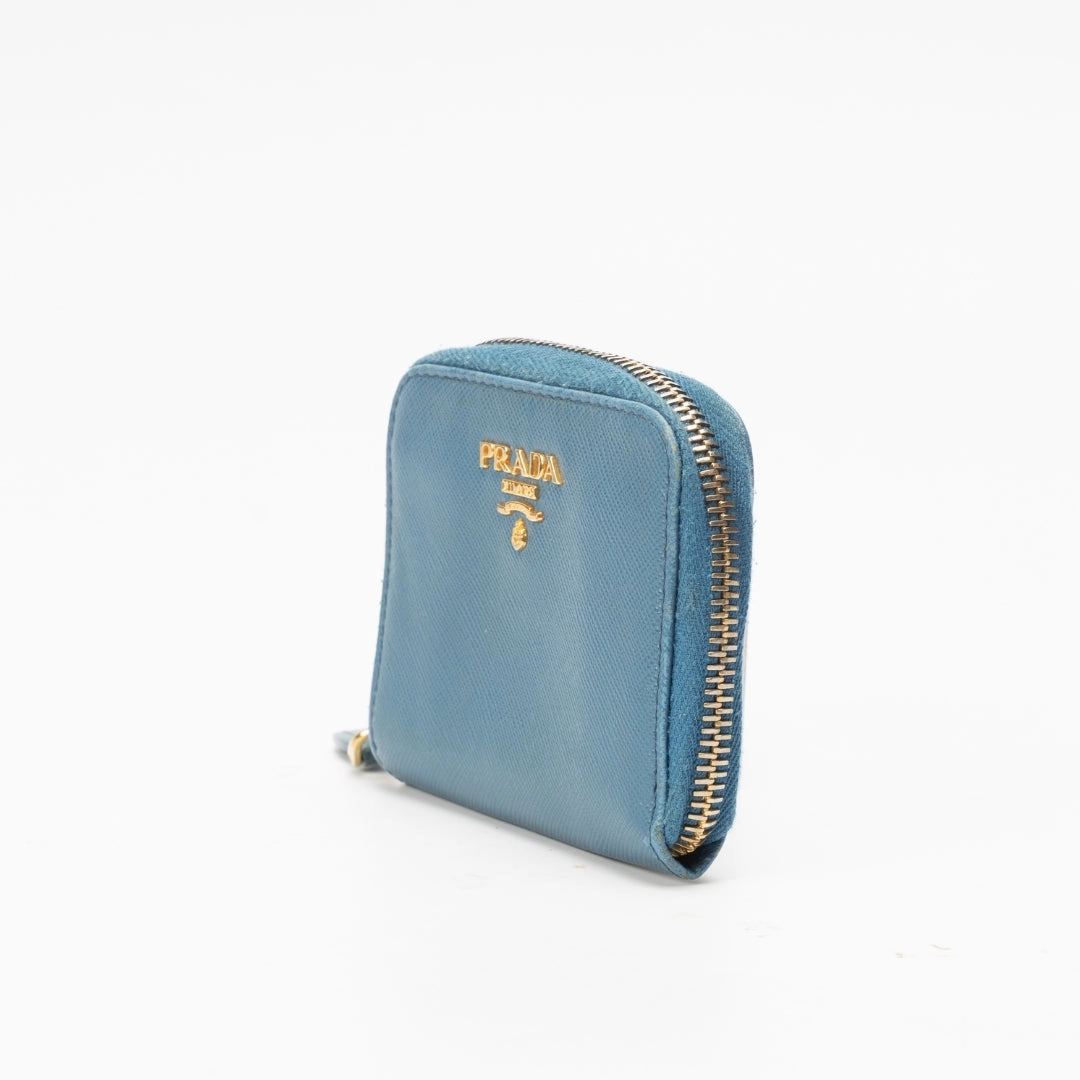 Prada Saffiano Leather Small Zip Around Wallet