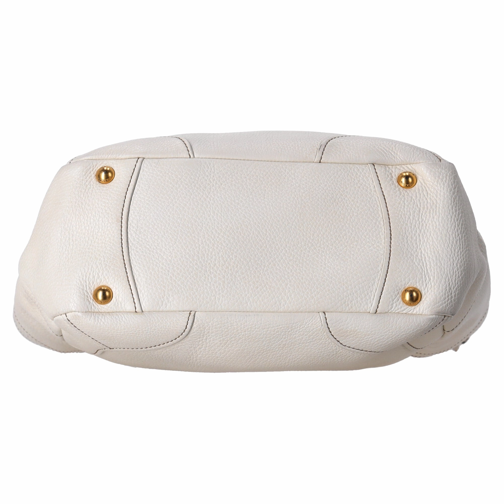 Prada Vitello Daino Side Pocket Hobo Bag in White Leather