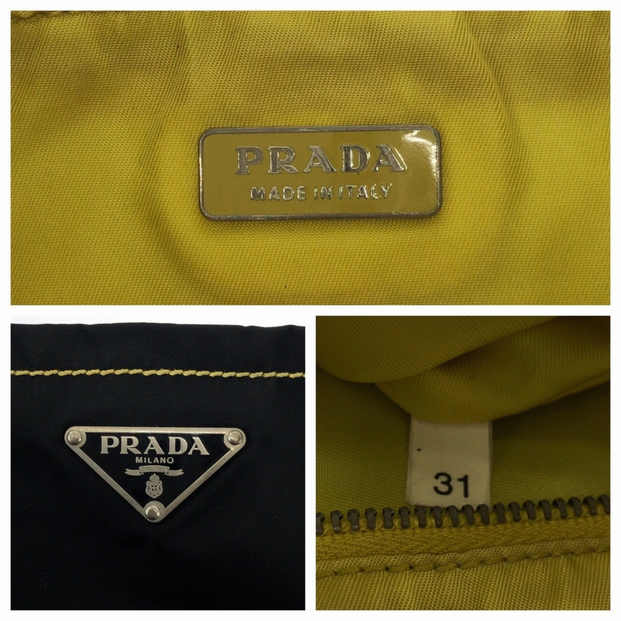 Prada yellow Nylon Handbag Tote Bag (Pre-Owned)